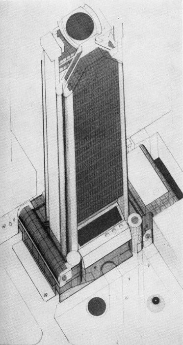 Axonometr�a de conjunto. Segundo premio: Arqs. Santiago S�nchez El�a, Federico Peralta Ramos, Alfredo Agostini y Clorindo Testa