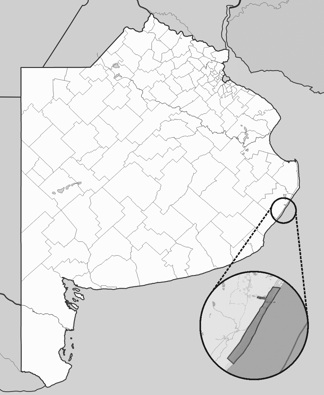 Ubicaci�n del Partido de Villa Gesell dentro de la provincia de Buenos Aires.