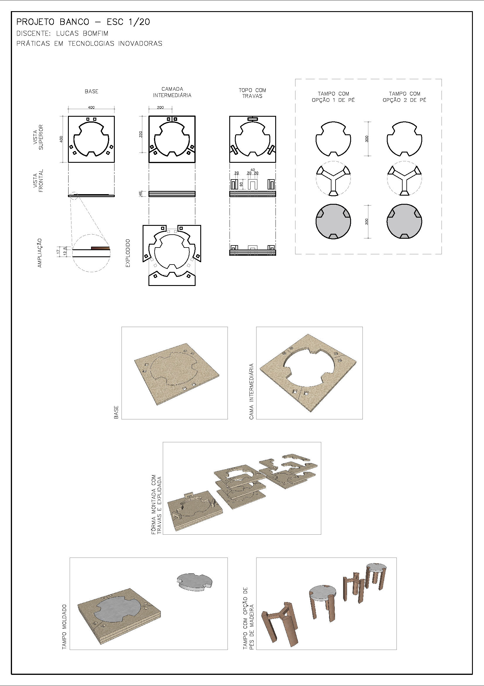 Enconfrado de un asiento en argamassa armada realizado en la router CNC &ndash;  curso �Pr�ticas em Tecnologias inovadoras�&ndash; FAUFBA, 2019, estudiante Lucas Bomfim.