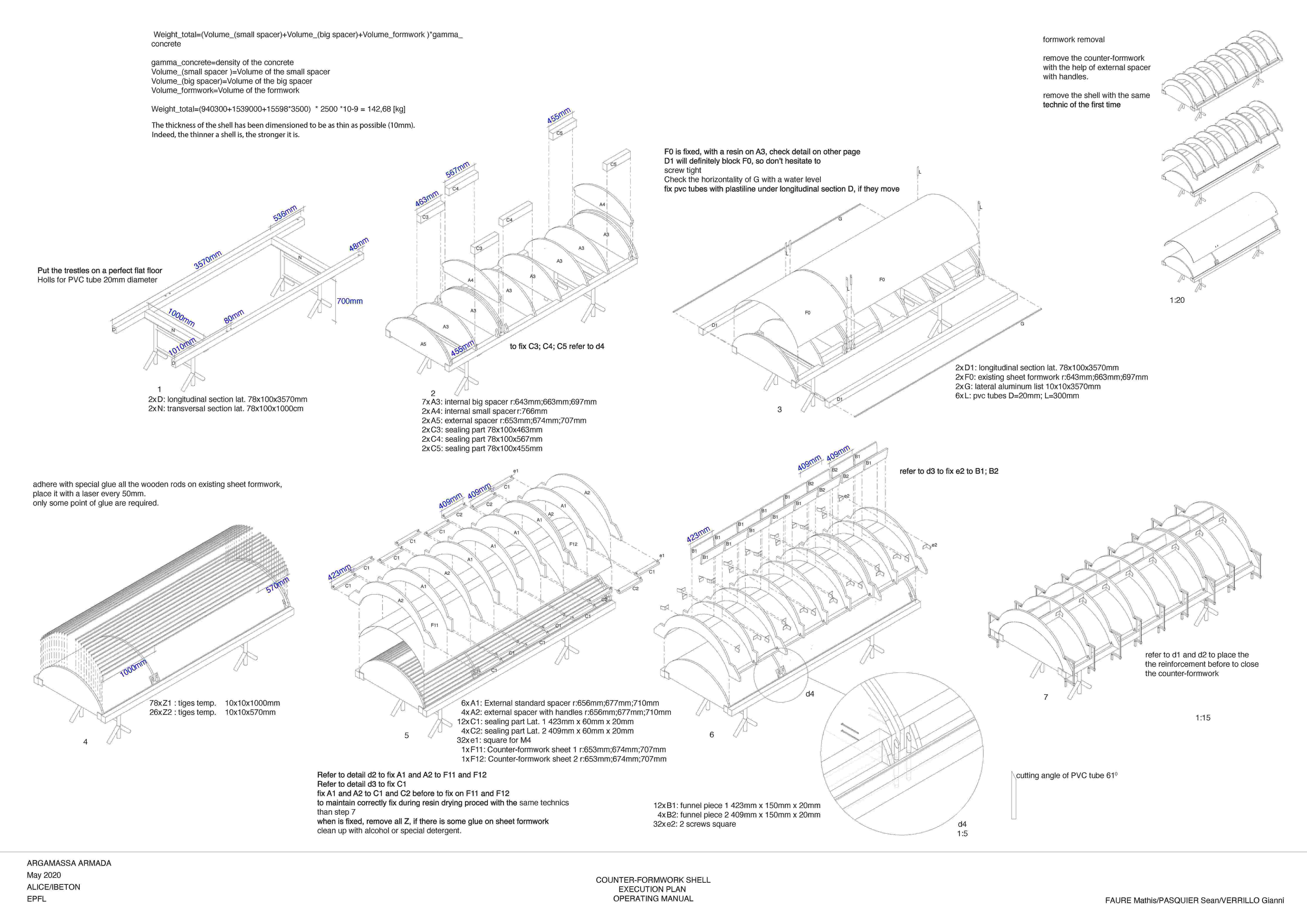 Dibujos de los encofrados para la construcci�n de forjados en HT realizados en la UE �Argamassa Armada en Salvador de Bahia�.