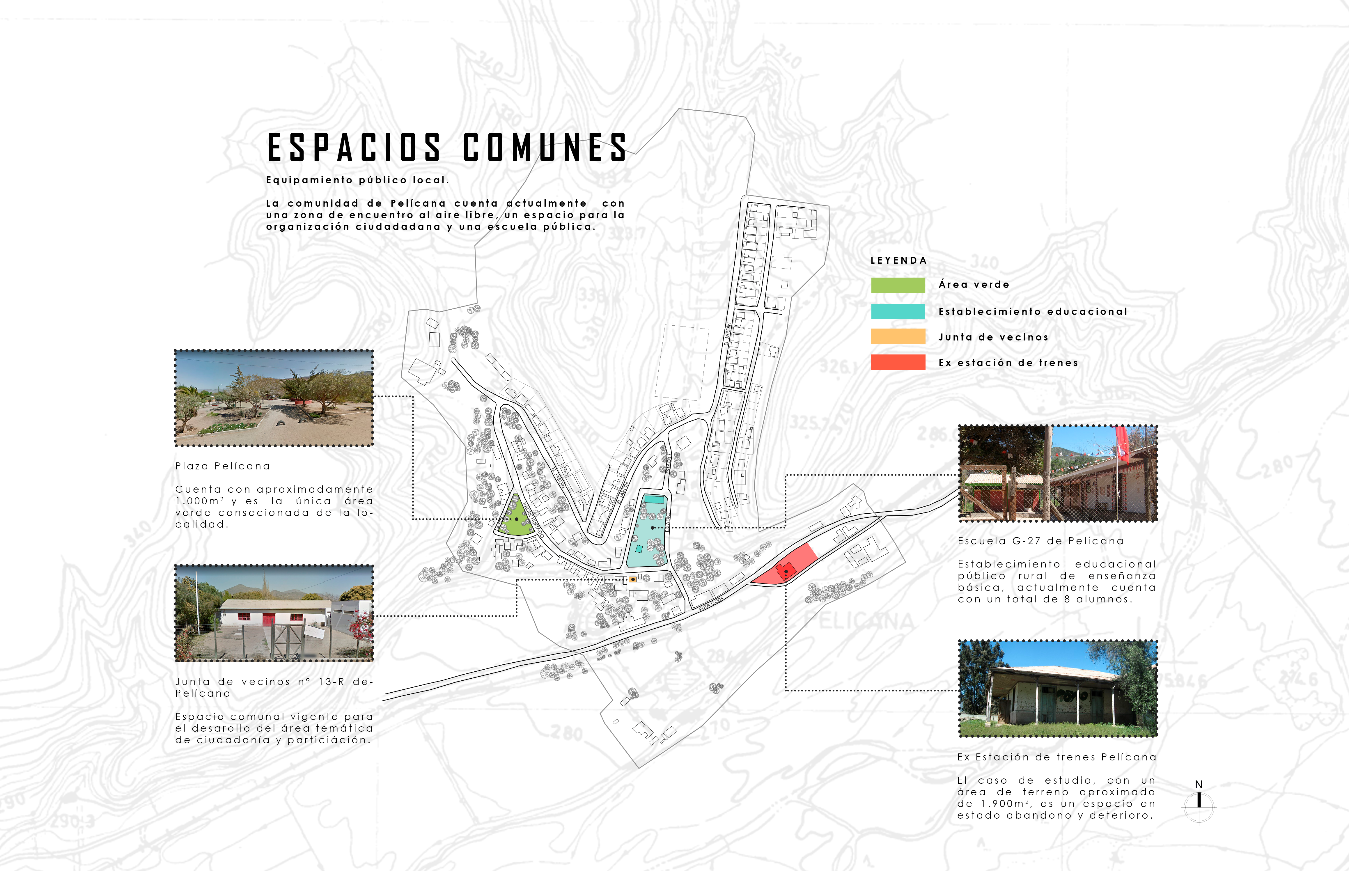 Mapa de espacios comunes de la localidad de Pelícana.