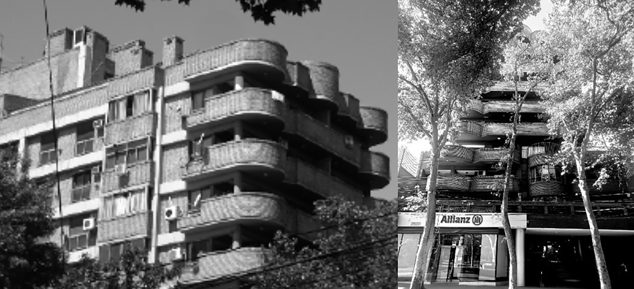 Edificio de tipolog�a de Basamento y torre, ubicado en calle Montevideo frente a plaza Espa�a. Arquitecto Ricardo Perotti.