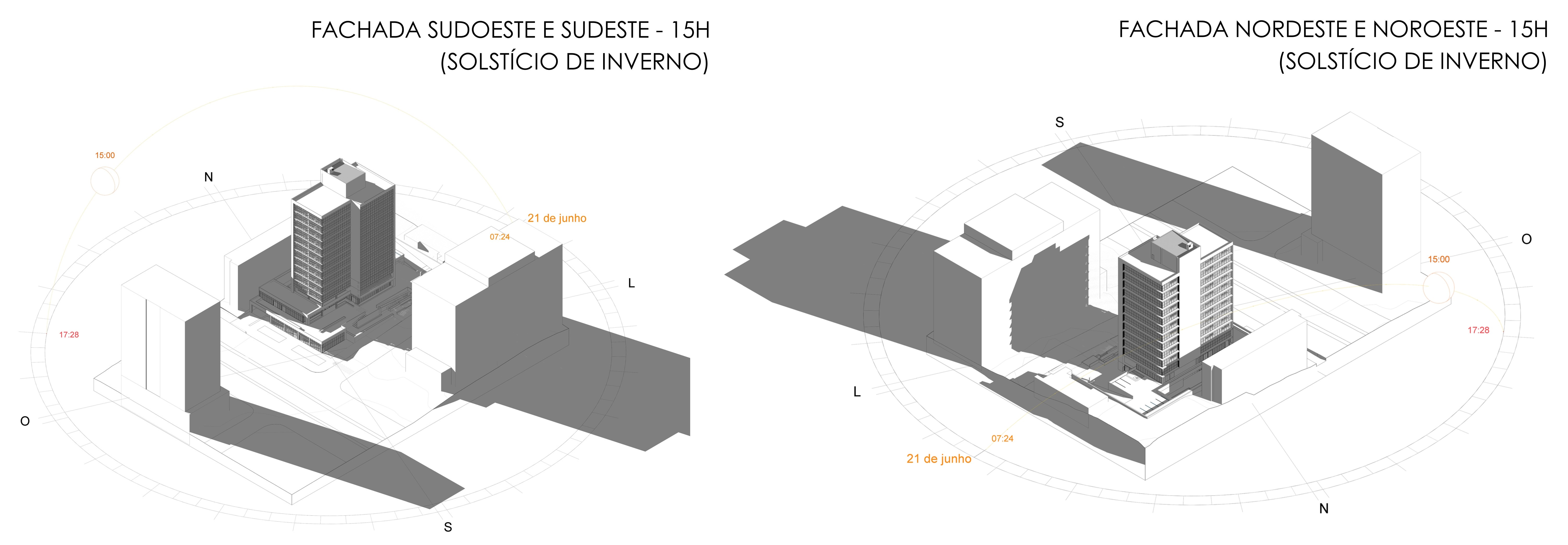 Estudo solar em horrio crtico em solstcio de inverno.