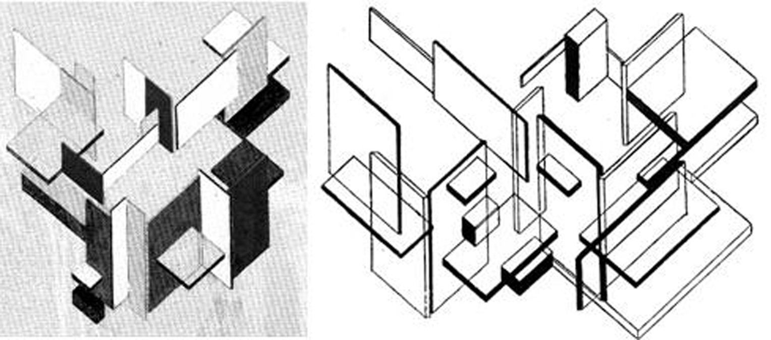 Architectuuranalyse, Theo van Doesburg, 1923.L�piz y tinta sobre papel transparente 55 � 38 cm. Rotterdam, Nederlands Architectuurinstituut.