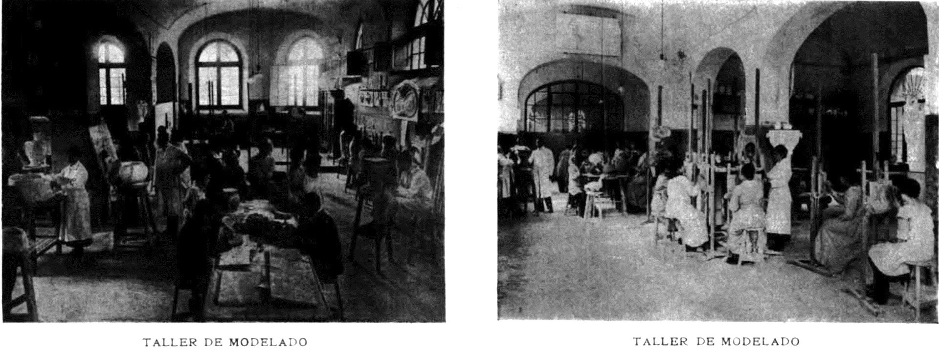 Foto de los talleres de modelado de la Escuela de Artes y Oficios.