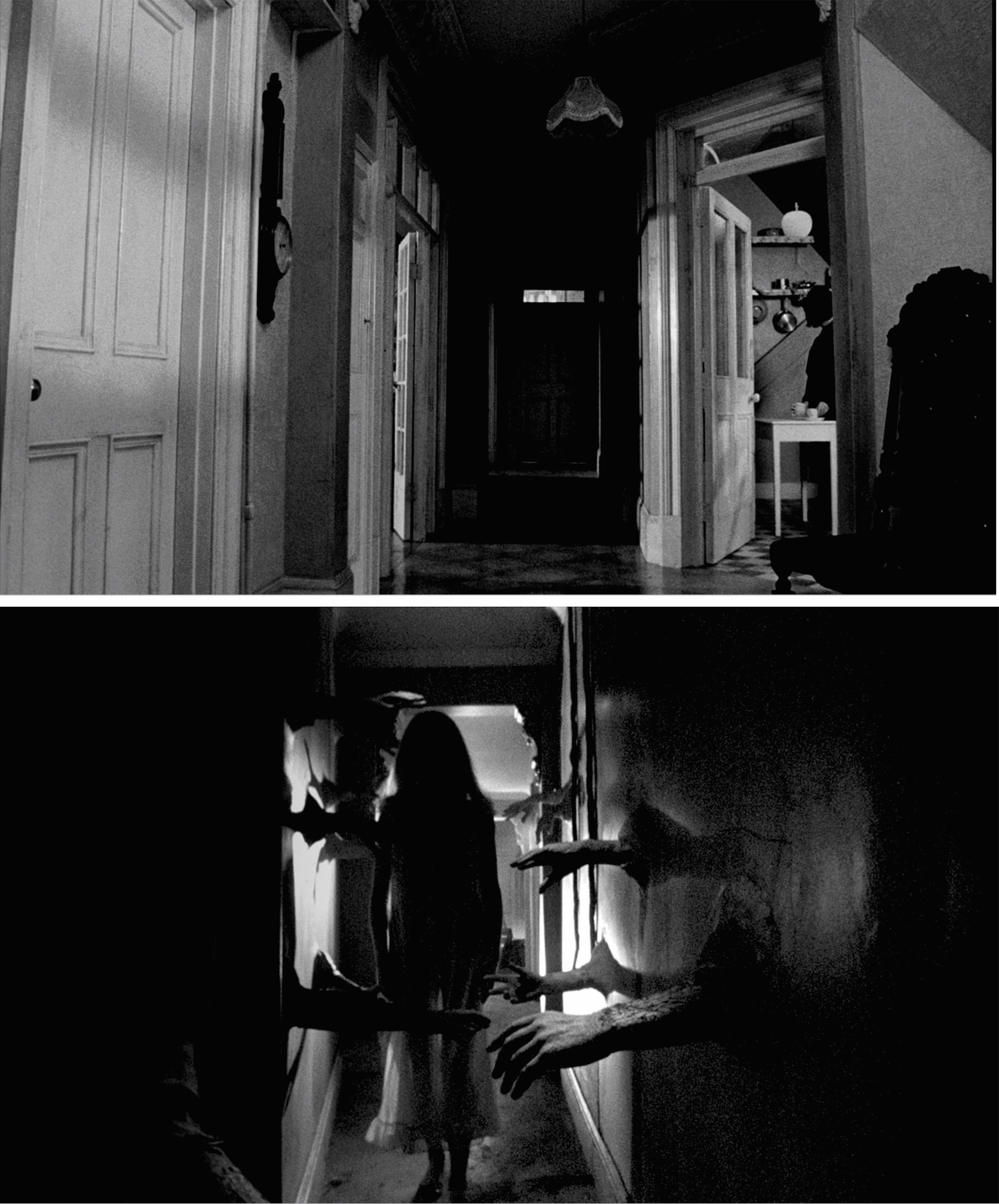 Fotogramas Repulsión (20:03 y 1:34:53). Pasillo real e imaginado