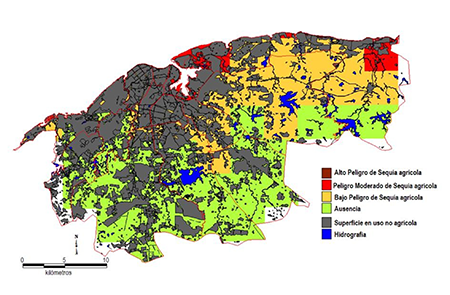 Peligro por sequía agrícola para periodo estacional lluvioso.