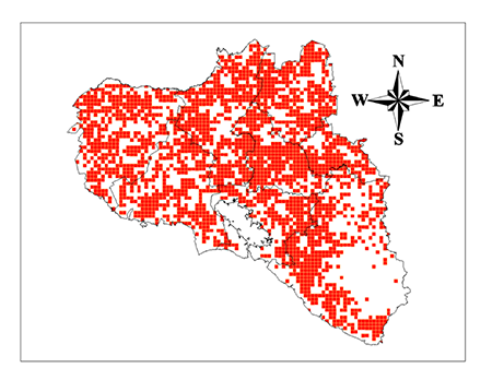 Distribución espacial de las áreas afectadas por focos de calor en la provincia Cienfuegos en el período 2001-2016.