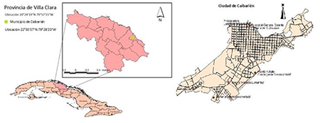 Mapa provincial de Villa Clara, especificando el municipio de Caibarién. 