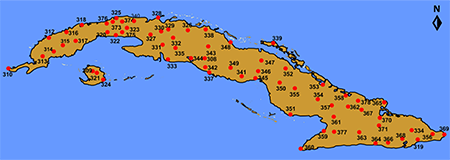 Localización de las estaciones meteorológicas de superficie utilizadas en el estudio.