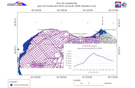Alcance máximo de las inundaciones costeras en zonas del litoral Capitalino.