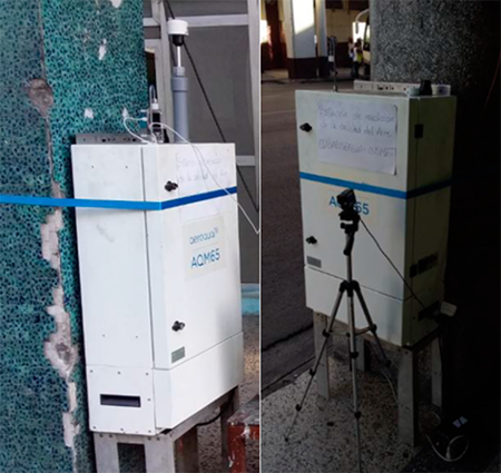 Aeroqual AQM65 ubicados en ambos lados de la calle Reina