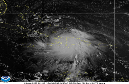 Imagen visible de la Tormenta Tropical Laura 23.08.20 a las 12:40Z.