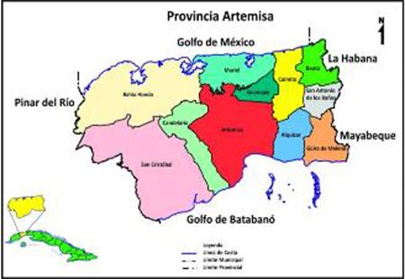 Mapa pol&iacute;tico de la provincia de Artemisa