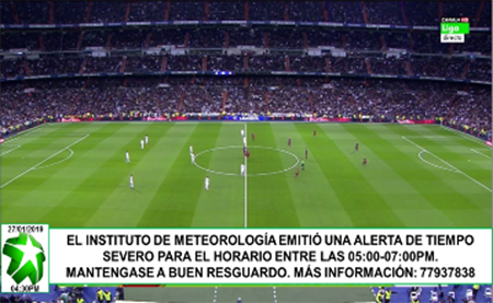 Mensaje de la alerta meteorol&oacute;gica a trav&eacute;s de la televisi&oacute;n.
