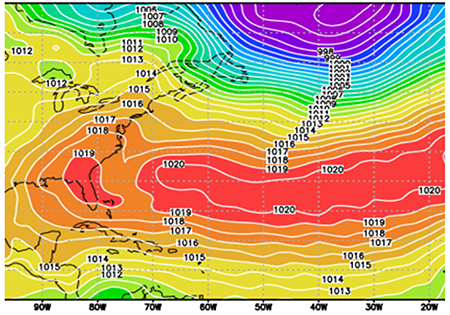 Presión a nivel medio del mar correspondiente al periodo poco lluvioso 20221