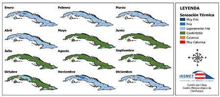 Sensación térmica media determinada a partir de la Temperatura efectiva (TE) a la 7:00 am durante el 2021