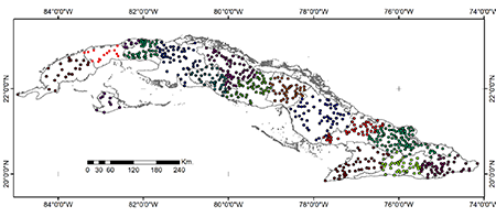 Ubicación geográfica de las estaciones pluviométricas utilizadas
