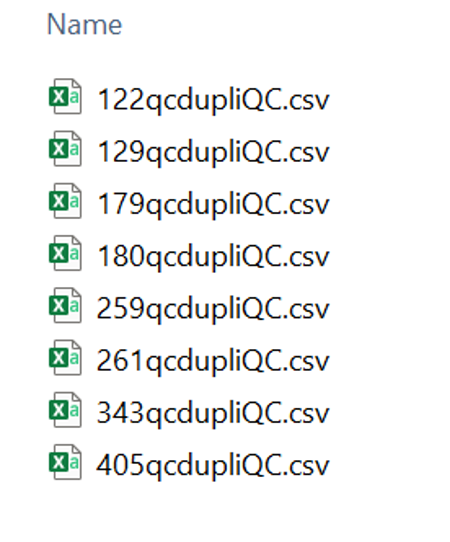 Ejemplo de resultado de duplicados de la provincia Pinar del Río