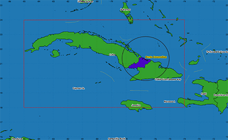 Localización de las diferentes áreas tomadas para el cálculo de la función de retorno.