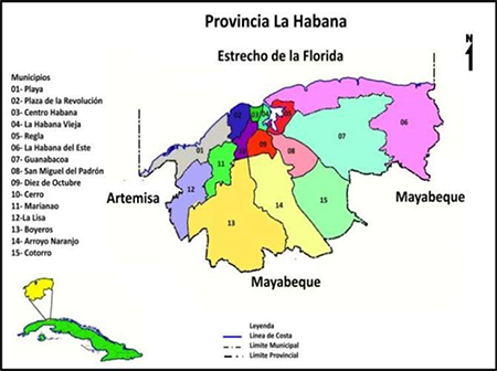 Mapa político de la provincia de La Habana