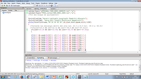 Muestra del código para extraer las descargas eléctricas