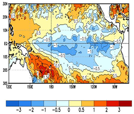 Anomal&iacute;as de la temperatura superficial del mar, diciembre 2022. 