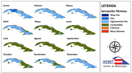 Sensaci&oacute;n t&eacute;rmica media determinada a partir de la Temperatura efectiva (TE) a la 7:00 am durante el 2022.