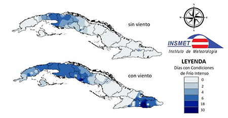 Cantidad de d&iacute;as con Condici&oacute;n de Fr&iacute;o Intenso (CFI) durante el 2022.