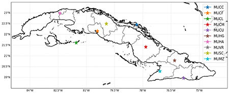 Distribución de los aeropuertos internacionales de la Isla de Cuba