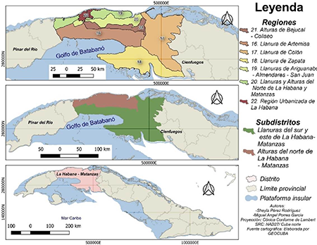 Localización del distrito, sus subdistritos y regiones.
