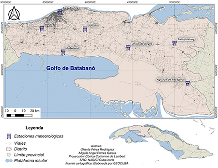 Mapa de localización de las estaciones meteorológicas