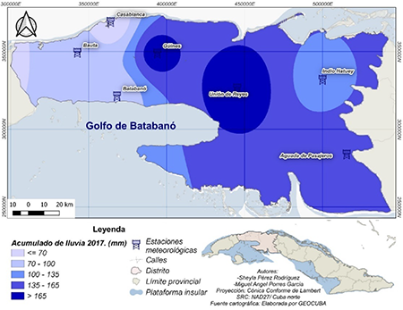 Acumulados de lluvia de la temporada 2017, (mm)