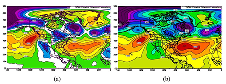 Ejemplos del subtipo 1: a) Mapa de superficie y b) Mapa de 850 hPa.