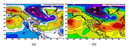 Ejemplos del subtipo 2: a) Mapa de superficie y b) Mapa de 850 hPa.