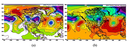 Ejemplos del subtipo 5: a) Mapa de superficie y b) Mapa de 850 hPa.