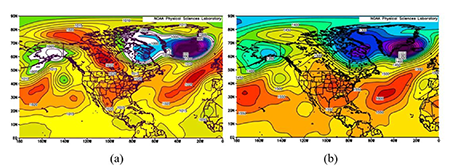 Ejemplos del subtipo 7: a) Mapa de superficie y b) Mapa de 850 hPa.