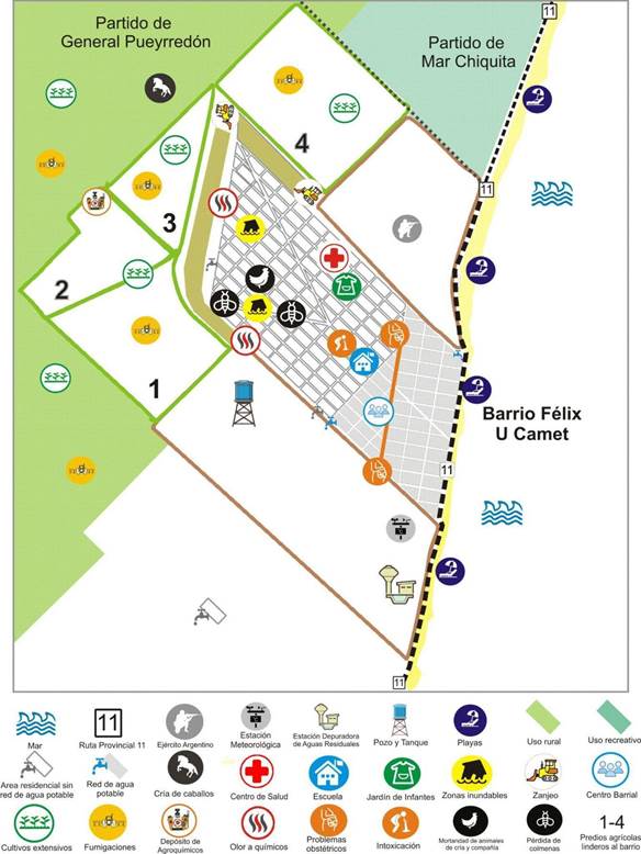 Descripci�n socioambiental del barrio F�lix U. Camet Partido de General Pueyrred�n, Provincia de Buenos Aires, a partir del mapeo del territorio realizado entre junio y noviembre de 2019.