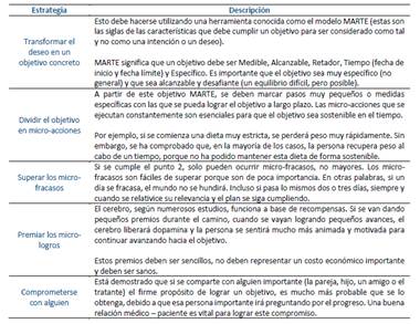 Estrategias que ayudan a alcanzar objetivos complejos15,16.
