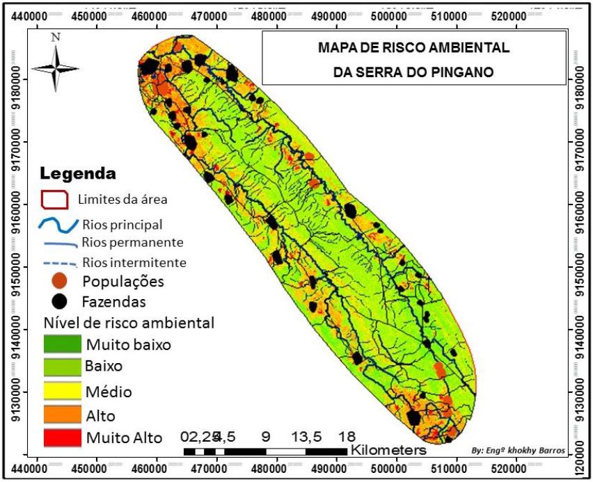 Mapa de risco ambiental da serra do Pingano da provncia do Uge