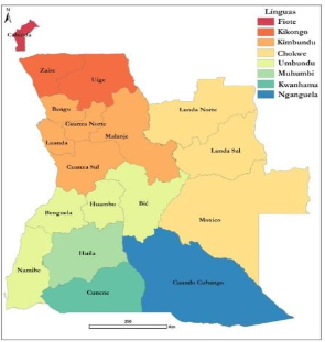 Mapa etnolingustico de Angola.