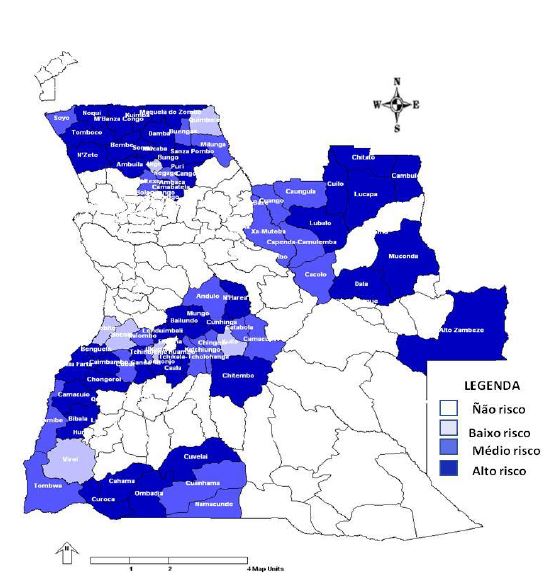 Estratifica��o do risco de Morbilidade do S�ndrome Gripal por munic�pio. Angola. 2019