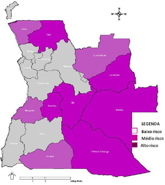 Estratifica��o do risco de Morbilidade da Pneumonia em menores de cinco anos por prov�ncia. Angola. 2016-2019