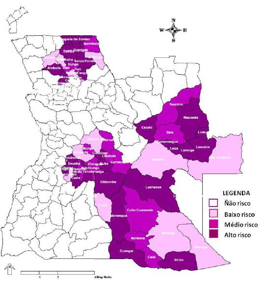 Estratifica��o do risco de Morbilidade da Pneumonia em menores de cinco anos por munic�pio. Angola. 2019