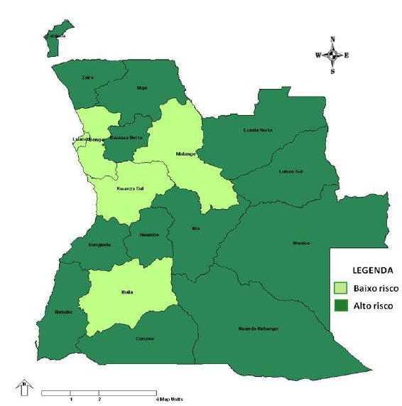 Estratifica��o do risco de morbilidade da IRA em maiores de cinco anos por prov�ncia, Angola. 2016 - 2019