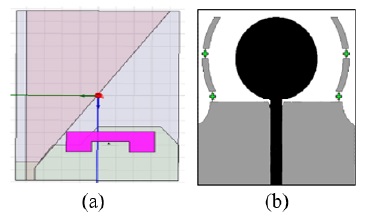 a) Antena UWB
con resonadores [109] y b) con diodo
PIN [76]