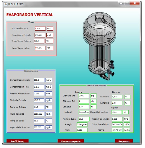 Ventana correspondiente a los resultados
del proceso