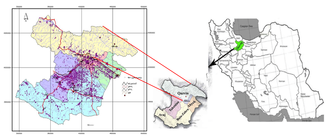 Qazvin study area location map