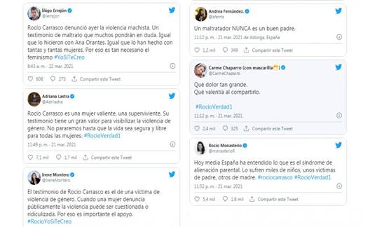 Publicaciones en Twitter de los principales l�deres pol�ticos de M�s Pa�s PSOE VOX al estreno de la docuserie fuente Twitter