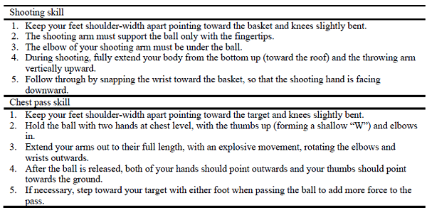 Instructions for Basketball Shooting and Chest Passing Skills